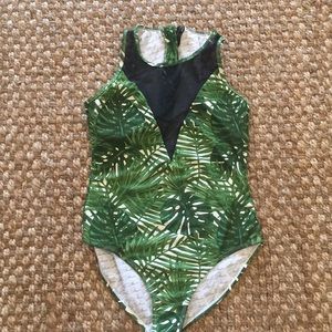 NWOT green and white one piece size medium